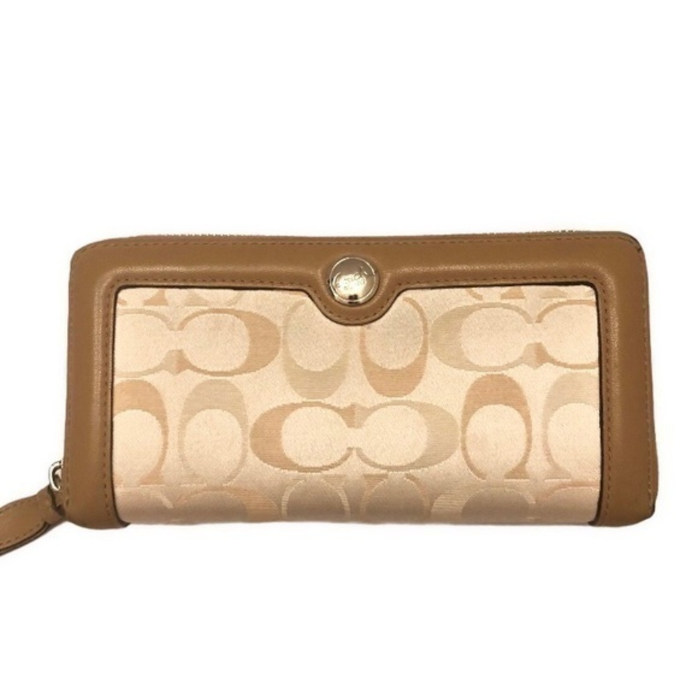 Coach vintage y2k signature yellow brown zipper wallet clutch